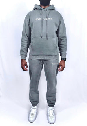 SE Hooded Lounge Tracksuit - Cool Grey / White